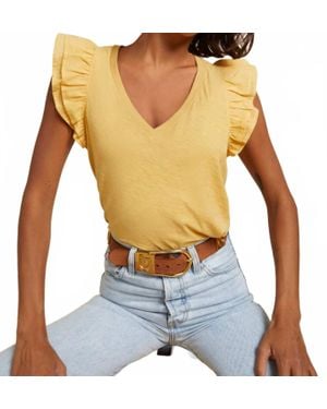 Nation Ltd Rylan Contrast Ruffle Top - White