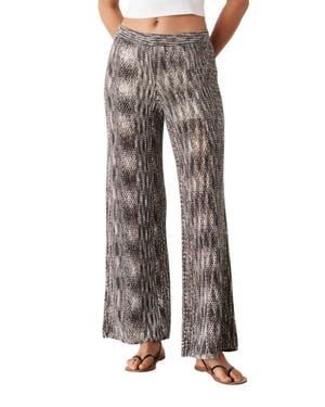 Monrow Space-Dye Crochet Wide Leg Pant - Gray