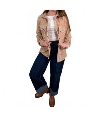 Easel Button Down Velvet Shirt - Blue
