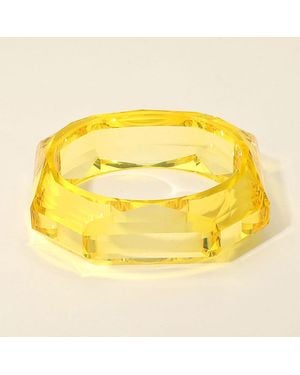 Fashnzfab Bold Faceted Geometric Resin Bangle Bracelet - Yellow