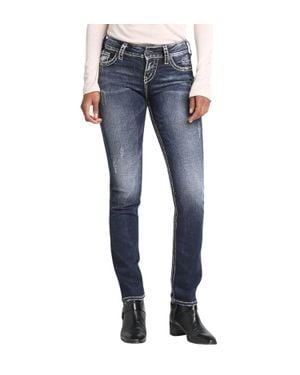 Silver Jeans Co. Suki Mid Rise Straight Jeans - Blue