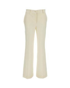 P.A.R.O.S.H. Stretch Wool Tailored Straight-Leg Pants - Natural