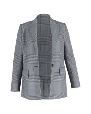 Maje Plaid Single-Breasted Blazer - Gray