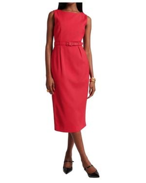 Frances Valentine Audrey Belted Midi Dress - Red