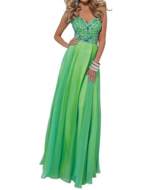 Tony Bowls Two Tone Chiffon Strapless Gown - Green