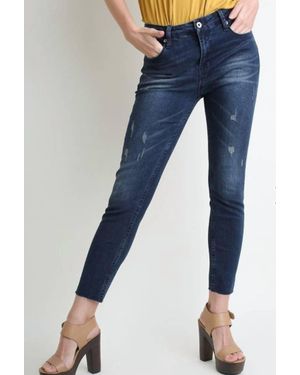 Umgee Distressed Stretch Skinnies Jeans - Blue