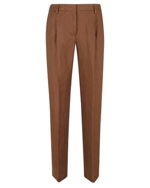 Lardini Tailored Linen Pants With Straight-Leg Silhouette And Pockets - Brown