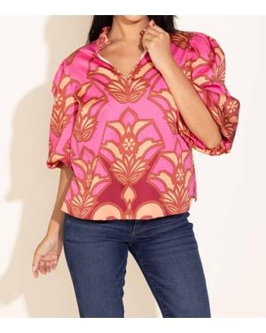 Alden Adair Ali Puff Sleeves Top - Red