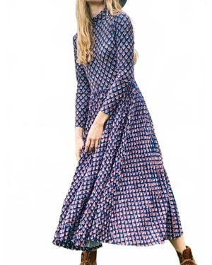 Hunter Bell Sabine Mock Neck Midi Dress - Blue
