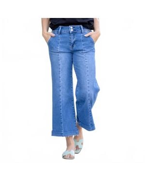 LOVERVET High Rise Button Wide Jean - Blue