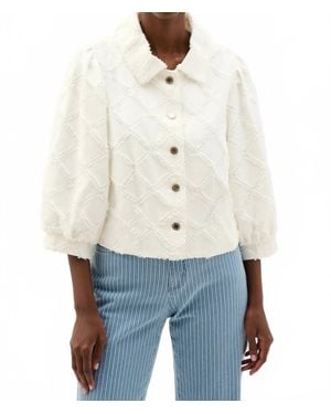 Joseph Ribkoff Cotton Twill Balloon Sleeves Jacket - White