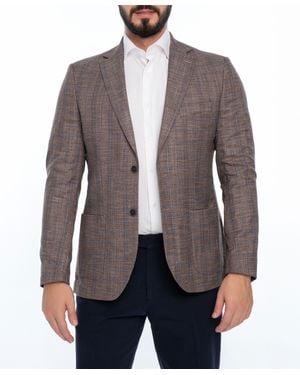 VELLAPAIS Maison Regular Fit Plaid Sport Coat - Brown