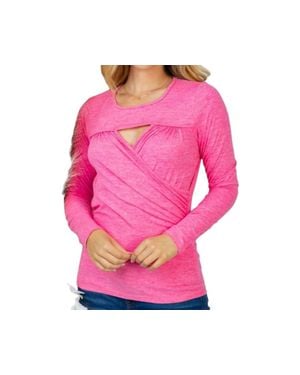 White Birch Long Sleeve Knit Keyhole Top - Pink