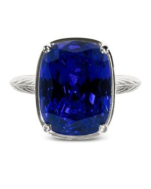 Sterling Forever Sterling Elongated Cushion Sapphire Cz Cocktail Ring - Blue