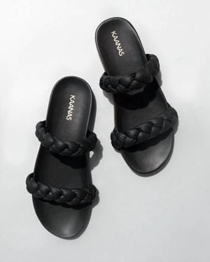Kaanas Coco Chunky Braided Pool Slide - Black