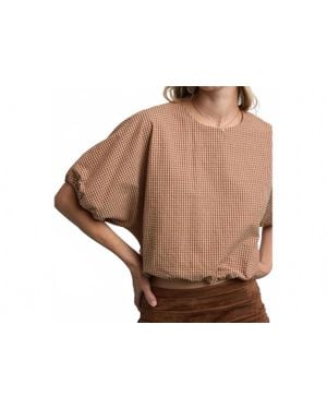 Wishlist Gingham Dolman Sleeve Top - Brown