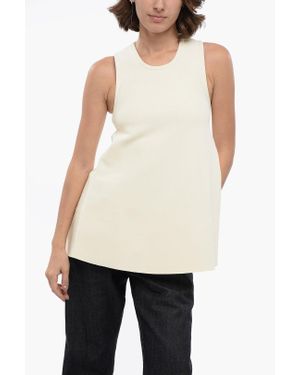 Jil Sander Bare Back Designed Knitted Tank Top - White