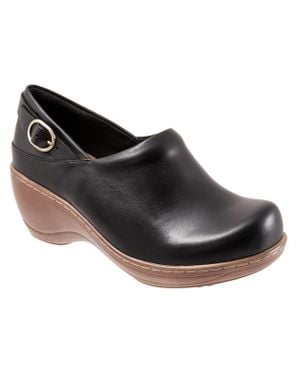 Softwalk Minna Leather Slip On Clogs - Black