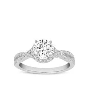 LuvMyJewelry 14K Round Cut Lab Grown Diamond Halo Twist Engagement Ring - Metallic