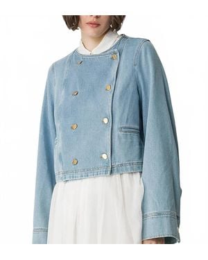 forte_forte Double Breasted Denim Jacket - Blue