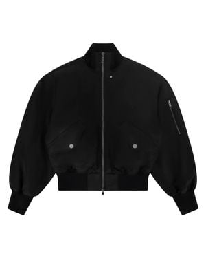 Entire studios Cropped Voluminous-Sleeve Jacket - Black