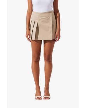 Astr Chana Pleated Wrap Mini Skirt - Natural