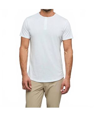 Cuts Ao Henley Curve-Hem Short Sleeve Shirt - White