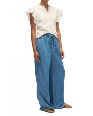 Melissa Nepton Winston Ruffle Sleeve Rib Tee - Blue