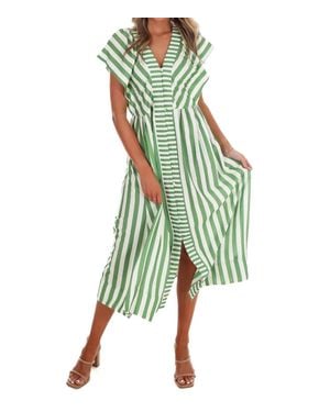 Umgee Hometown Honey Stripe Midi Dress - Green
