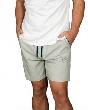 Stone Rose Printed Birdseye Swim Trunk - White