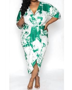 Dress Day V Neck Ruched Bodycon Dress - Green