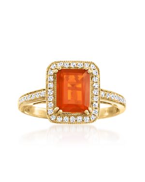 Ross-Simons Fire Opal And Diamond Ring - Orange