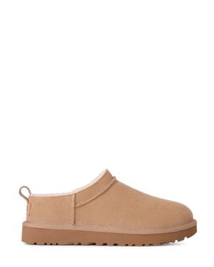 UGG Slip-On Suede Leather Boots With Plush Lining - Brown