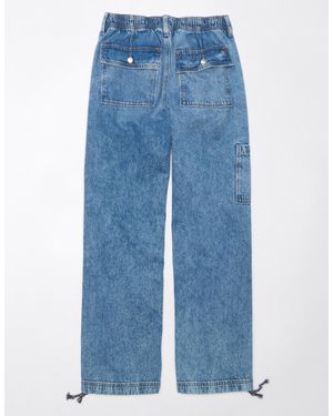 American Eagle Outfitters Ae Dreamy Drape Stretch High-Waisted Baggy Cargo Jogger Jean - Blue