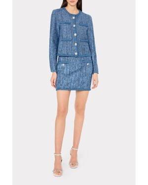 MILLY Soleil Pinstripe Knit Mini Skirt - Blue