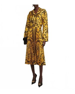 Versace Barocco Pleated Midi Skirt - Metallic