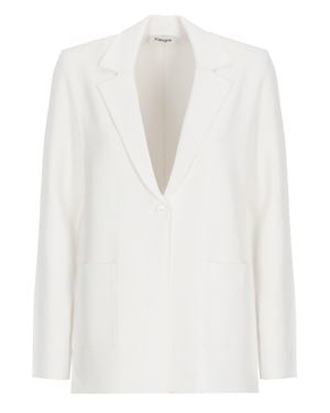 Kangra Viscose Single Breasted Blazer - White