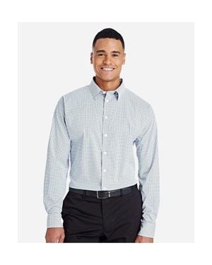 Devon & Jones Crownlux Performance Micro Windowpane Woven Dress Shirt - White