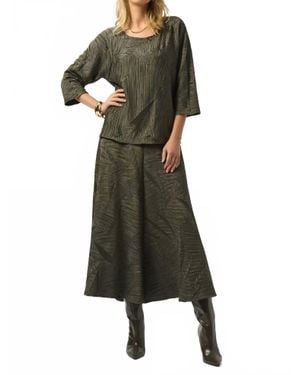 Joseph Ribkoff Pleated Scoop Neckline Boxy Top - Green