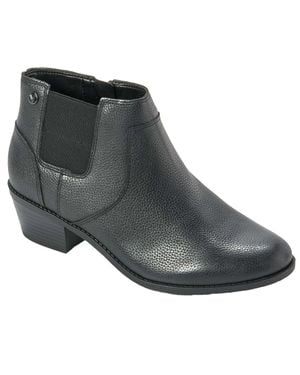 Vionic Finn Boots Leather Round Toe Ankle Bootie Zap2542 - Black