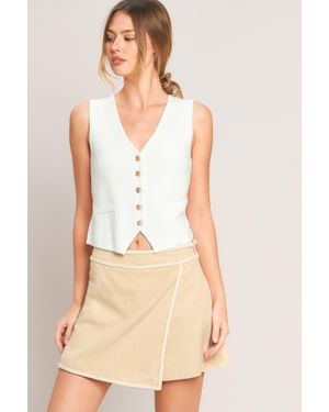 TRUEDAMES Elevated Essential Woven Skort - Natural