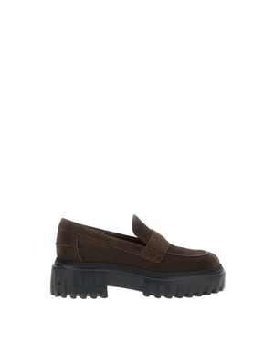 Hogan Leather Brushed Penny Loafers - Black