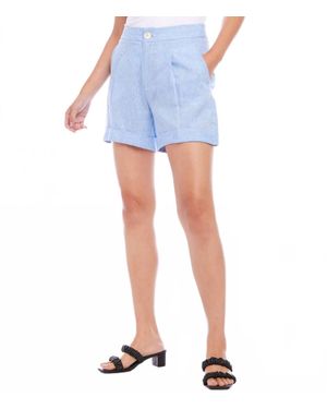 Karen Kane Caroline High Waist Pleated Shorts - Blue