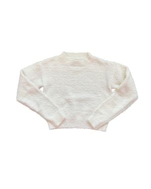 Tenly Girl's Sherpa Crew Neck Pullover - White