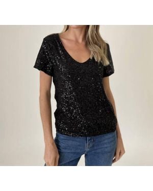 Six Fifty Anna Sequin Scoop Neck Top - Black