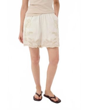 Part Two French Oak Embroidered Shorts - Natural