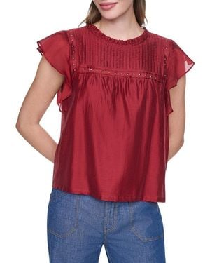 DKNY Pleated Studded Top - Red