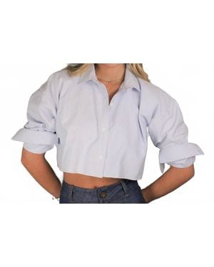 If So Button Down Crop Top - Gray