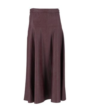 forte_forte Burgundy Eco-Leather Flared Midi Skirt - Purple