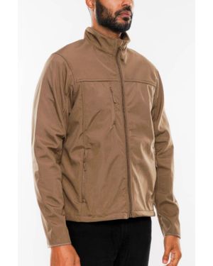 TRUEDAMES Solid Soft Shell Storm Tech Jacket Coat - Brown
